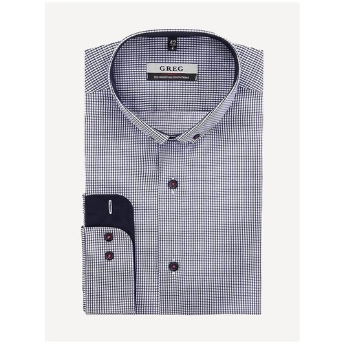 фото Рубашка мужская длинный рукав greg 124/139/1099/z/b/1, полуприталенный силуэт / regular fit, цвет синий, рост 174-184, размер ворота 39