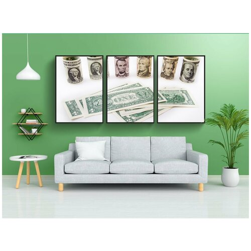 фото Набор модулных постеров для интерьера "доллар, деньги, наличные деньги" 60x90 см. в тубусе, без рамки lotsprints