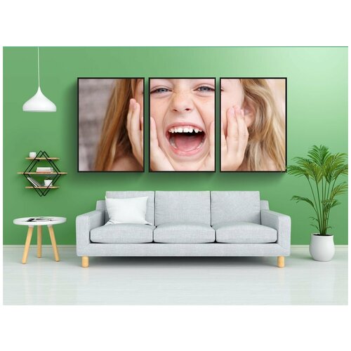 фото Набор модулных постеров для интерьера "дети, улыбка, глаза" 60x90 см. в тубусе, без рамки lotsprints