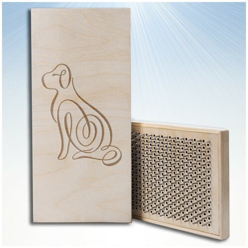 фото Доска садху / доска с гвоздями / доска для йоги / животные собака - 1504, светлая чакра