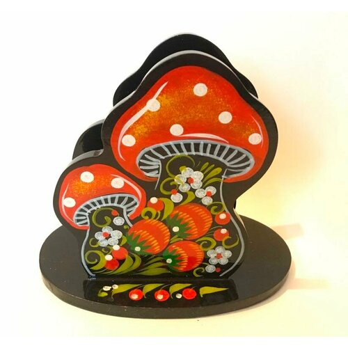 Салфетница ГРИБЫ-1 С росписью хохлома