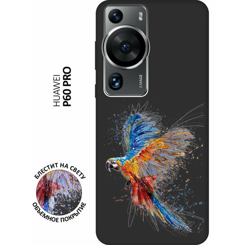 Матовый Soft Touch силиконовый чехол на Huawei P60 Pro, Хуавей П60 Про с 3D принтом Colorful Parrot черный матовый soft touch силиконовый чехол на huawei p60 хуавей п60 с 3d принтом colorful parrot черный