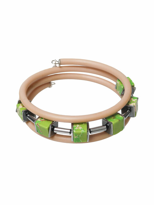 Жесткий браслет Divetro, 1 шт., размер 16 см, размер L, диаметр 6 см, зеленый, бежевый