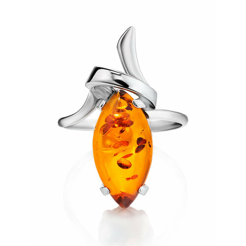 Кольцо, серебро, 925 проба, янтарь, размер 17, оранжевый amberholl изысканное кольцо с натуральным балтийским янтарём медового цвета
