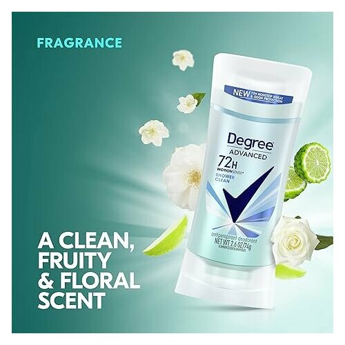 Дезодорант-антиперспирант женский Degree Advanced Shower Clean MotionSense, 72-часа, с фруктово-цветочным ароматом, 74 г