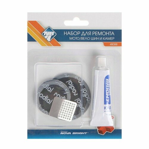 Nova Bright Набор заплаток для ремонта камер Nova Bright 1 шт - 58 мм 2 шт - 42 мм клей рашпиль 456₽