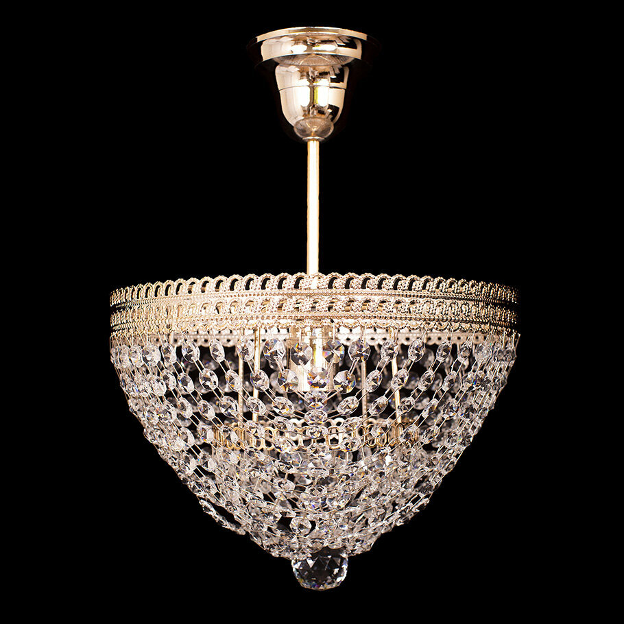 фото Люстра Гусь-Хрустальный Венеция №7 подвес, хрусталь, Е27, 60 Вт, кол-во ламп: 1шт, цвет арматуры: золотой