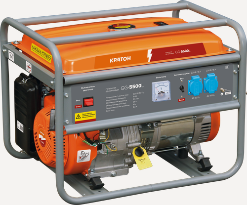 Изображение товара Генератор бензиновый Кратон GG-5500EL мощность 5,5 кВт однофазный, электростартер