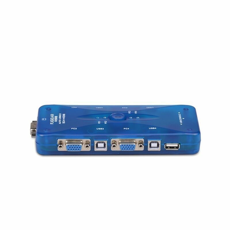 4-1 VGA USB KVM переключатель, switch коммутатор 1920*1440 с полным комплектом кабелей и поддержкой горячих клавиш для переключения на клавиатуре — фото 1