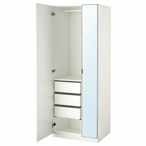 Распашной шкаф PAX FORSAND AHEIM IKEA двухсекционный (с зеркалом) (белый) 100*45*220