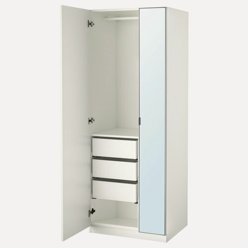 Изображение товара Распашной шкаф PAX FORSAND AHEIM двухсекционный (с зеркалом) (белый) NOW 80*60*260 см Дом мебели для вас