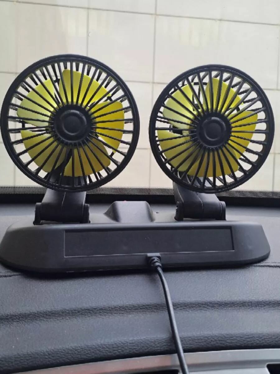 Вентилятор автомобильный двойной питание от прикуривателя 12V F410 — фото 1