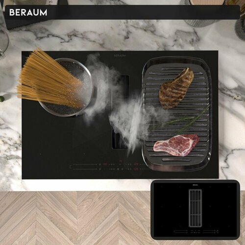 Индукционная варочная панель c вытяжкой Beraum HI-4C1FH1 4 конфорки Flex Zone инвертором и технологией непрерывного нагрева 79990₽