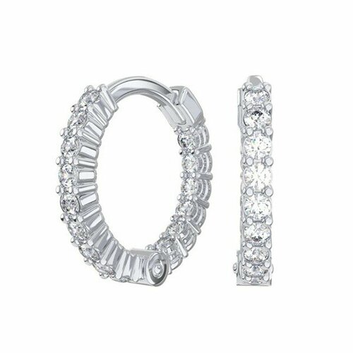 Серьги конго серебро, 925 проба, фианит