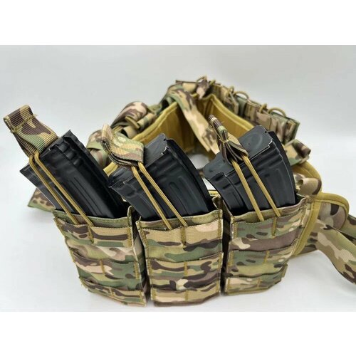 Пояс разгрузочный тактический с лямками и подсумками/ цвет мох