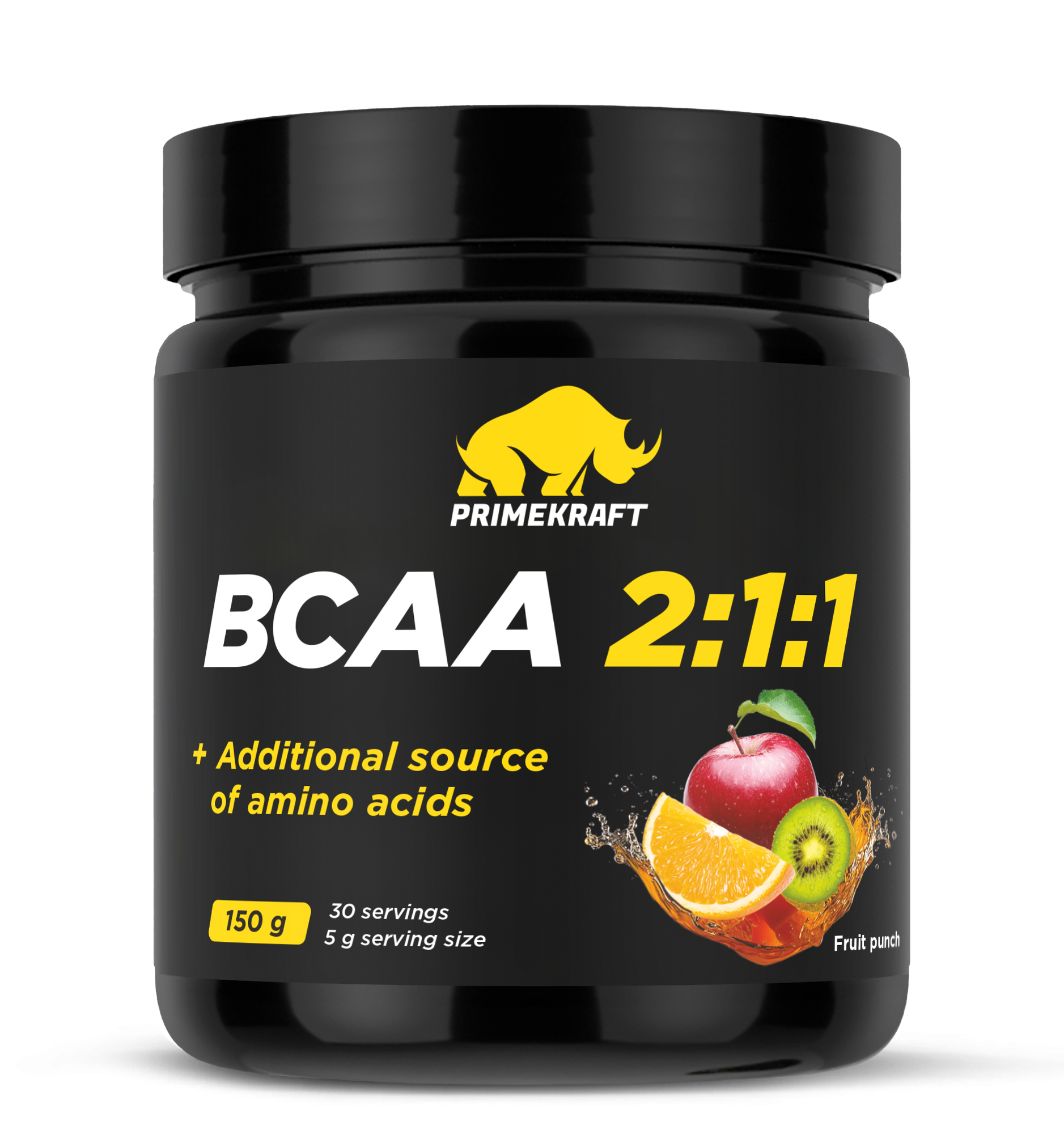 Аминокислоты PRIMEKRAFT BCAA 2:1:1 (БЦАА) со вкусом «Фруктовый пунш» (Fruit punch) банка 150 гр