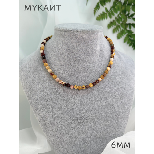 фото Бусы сафария, мукаит, длина 49 см, желтый/красный