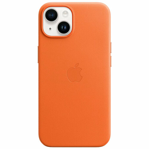 Чехол для смартфона iPhone 14 Leather Case with MagSafe оранжевый