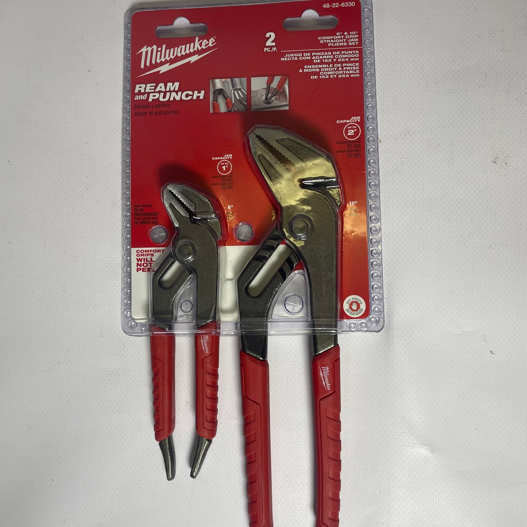 Набор плоскогубцев с прямыми губками Milwaukee Comfort Grip 6" и 10"арт.48-22-6330, блистер