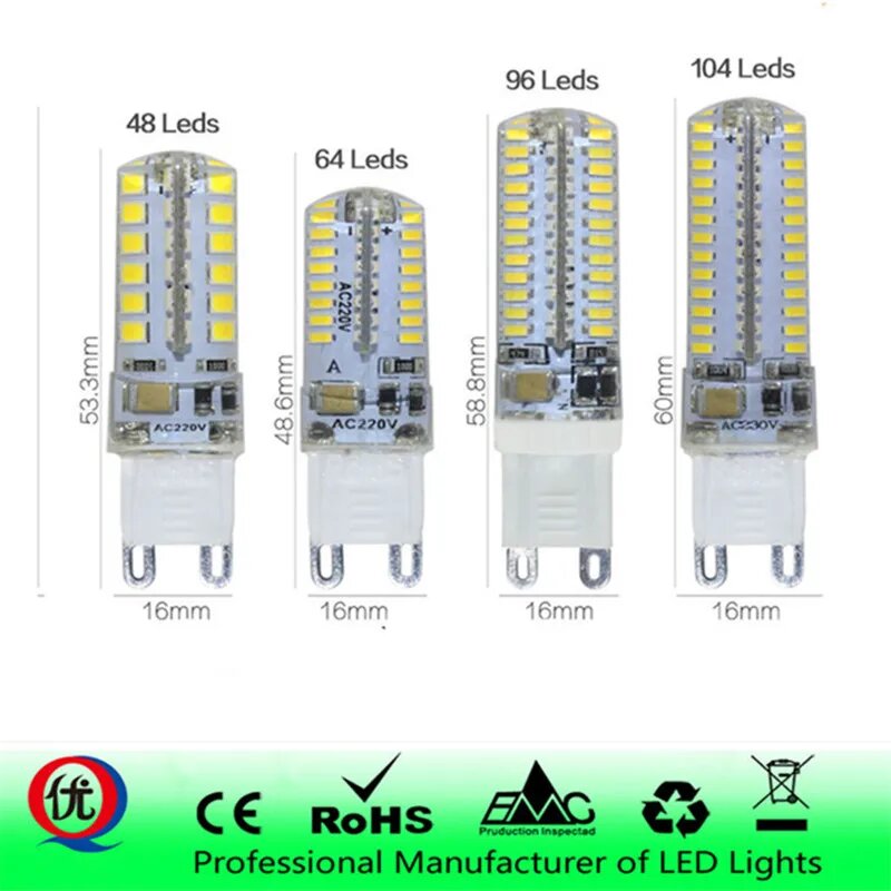 Светодиодные лампы THEBSE G4/G9 SMD 3-15Вт теплый/холодный белый