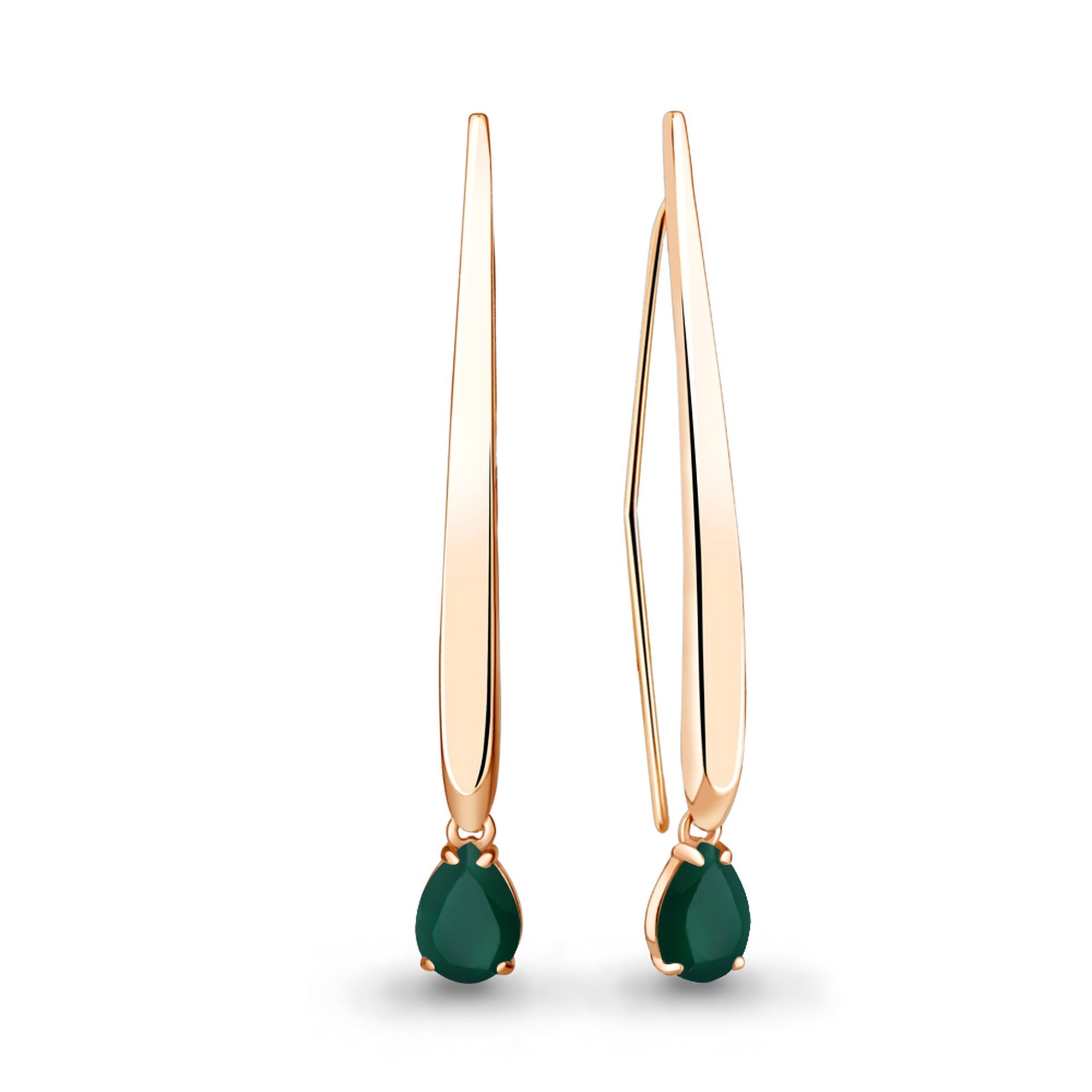 Серьги, серебро, 925 проба, золочение, агат