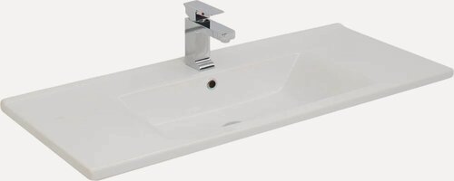 Изображение товара Мебельная раковина Aquanet Atria 9100-KL 100 накладная, подвесная, фарфоровая, со встроенным сливом-переливом, белая, раковина для ванной, прямоугольная