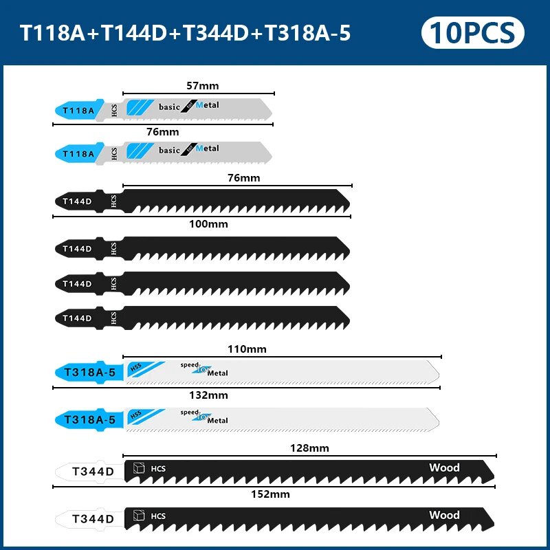 XUCHUAN 10 шт. набор джигов Zaagblad Hoog Kool начаstaal Diverse Messen T-Schacht Snel 10pcs set
