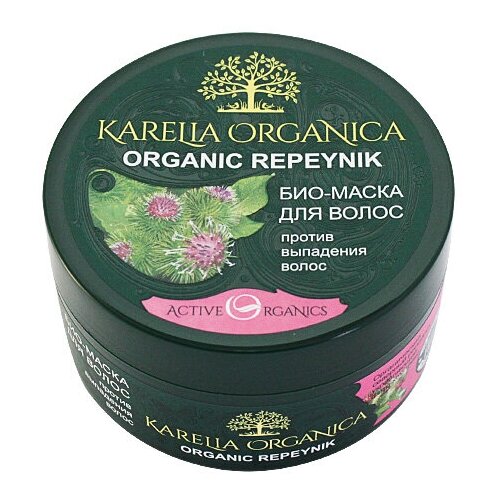 Karelia Organica Био-маска для волос «Organic Repeynik» против выпадения волос, 220 г, 220 мл, банка био маска для волос интенсивное укрепление и восстановление karelia organica organic beryoza 220 мл