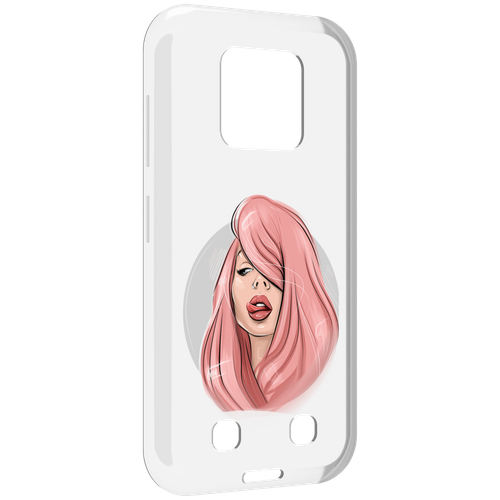 Чехол MyPads лицо-девушки-с-розовыми-волосами женский для Oukitel WP18 задняя-панель-накладка-бампер