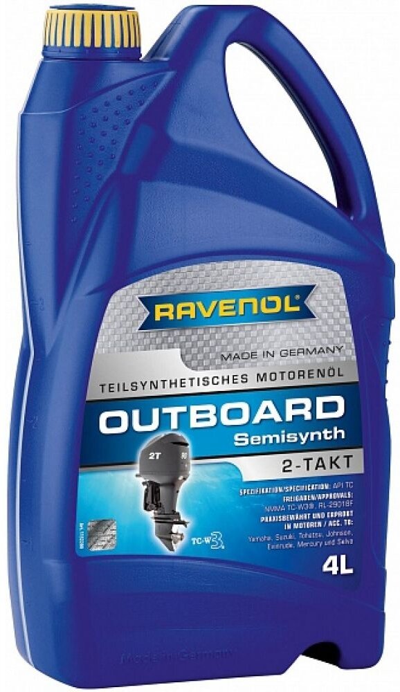 Полусинтетическое моторное масло RAVENOL Outboardoel 2T Teilsynth, 4 л, 3.8 кг