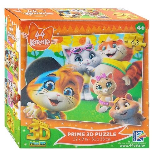 3D-пазл Prime 3D Super 3D 44 Котенка Сюжет 2 (13722), 63 дет., 16 см, мультиколор super 3d puzzle 44 котенка – сюжет 3 100 элементов