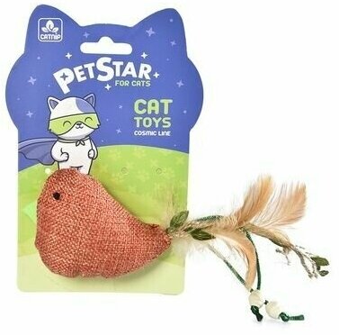 PET STAR Игрушка для кошек птичка с мятой с перьями