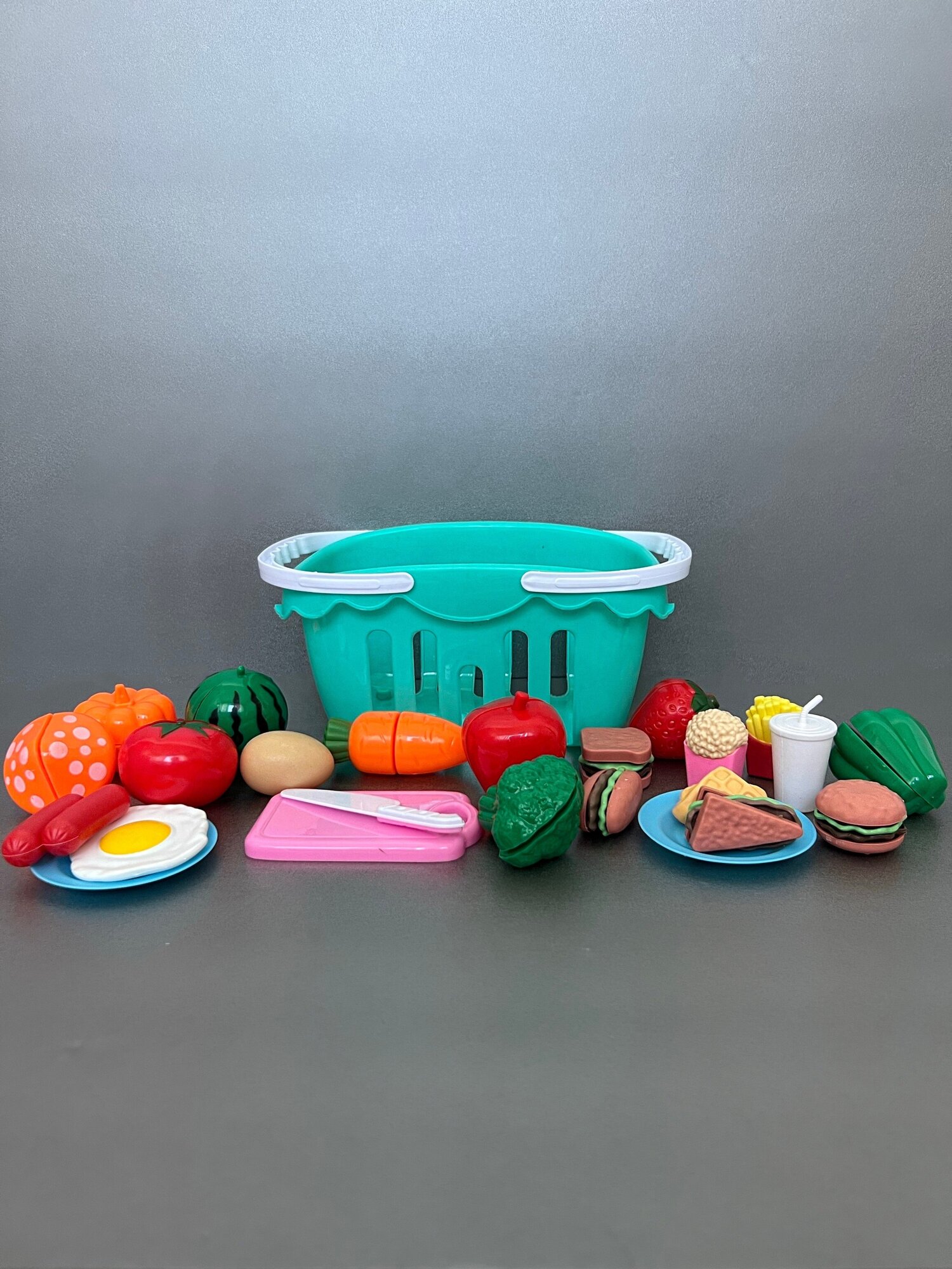 Набор овощей, фруктов, посуды (игрушечный магазин)