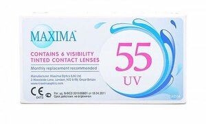 Maxima 55 UV Aspheric, 6 линз В упаковке 6 штук Оптическая сила -6 Радиус кривизны 8.6