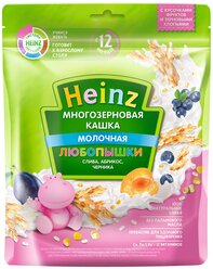 Каша Heinz молочная Любопышки многозерновая со сливой, абрикосом, черникой, с 12 месяцев, 200 г