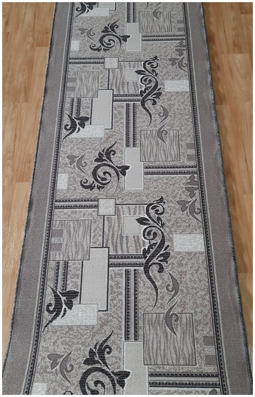 Ковровая дорожка на войлоке, Витебские ковры, с печатным рисунком, 1530, серая, 0.9*1.5 м