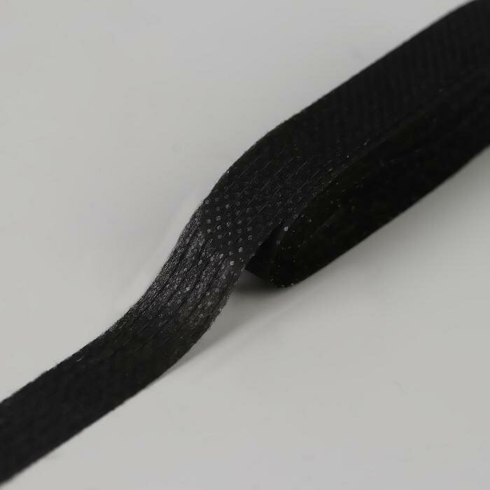 Тесьма усиленная клеевая, 10 мм, 3 м, цвет чёрный./ В упаковке: 5