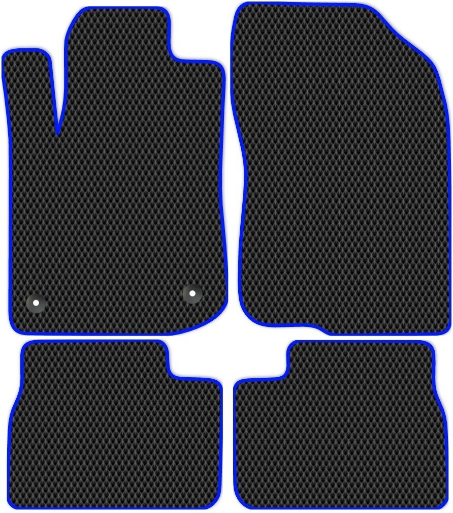 Коврики в салон автомобиля ЭВА Allmone для Peugeot 208 2012 - 2016, черные с синим кантом, 4шт. / Пежо
