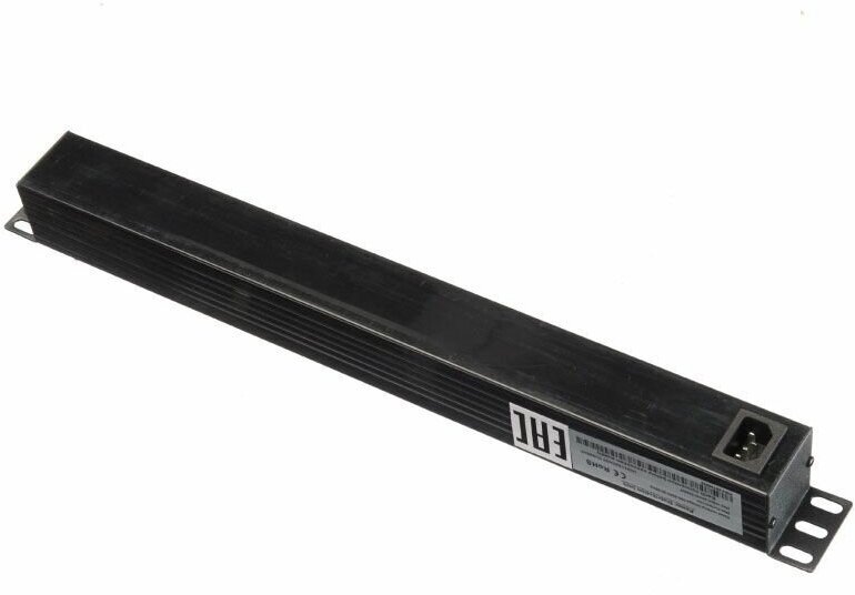 Блок розеток NETKO 19", 16А, 8 розеток, без шнура, выключатель, чёрный
