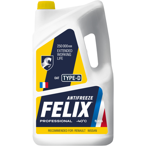 FELIX 430206333 антифриз felix type d 5 kg готовый жёлтый до -40 g12+\