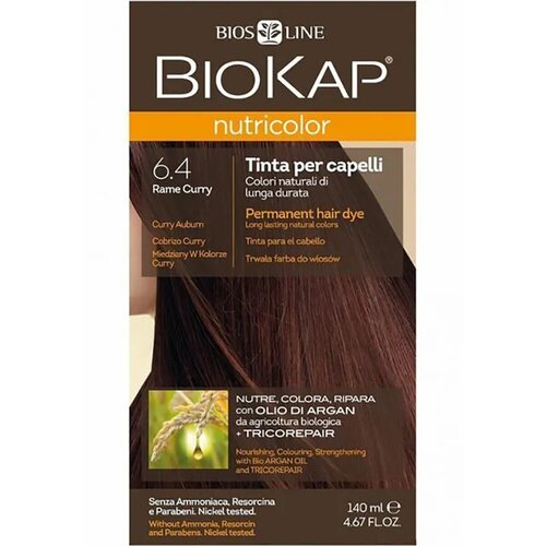 Краска для волос BioKap Nutricolor 6.4 Curry Auburn - цвет Медно-золотистый карри 140 мл.