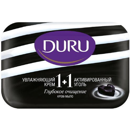 DURU Крем-мыло кусковое 1+1 Активированный уголь, 2 уп., 80 мл, 80 г мыло duru активированный уголь 80 г