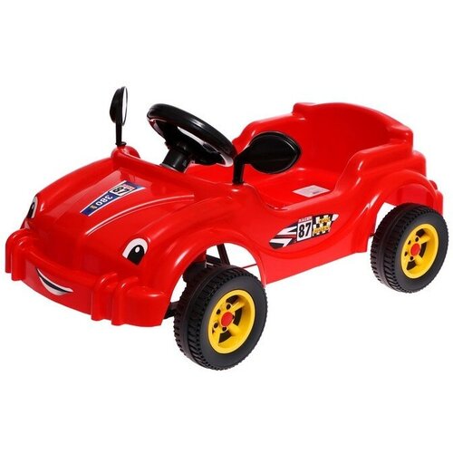 Guclu Машина-каталка педальная Cool Riders, с клаксоном, цвет красный