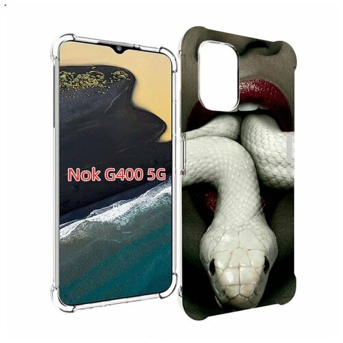 Чехол MyPads белая-змея для Nokia G400 5G задняя-панель-накладка-бампер чехол mypads змея в розовых цветах женский для nokia g400 5g задняя панель накладка бампер