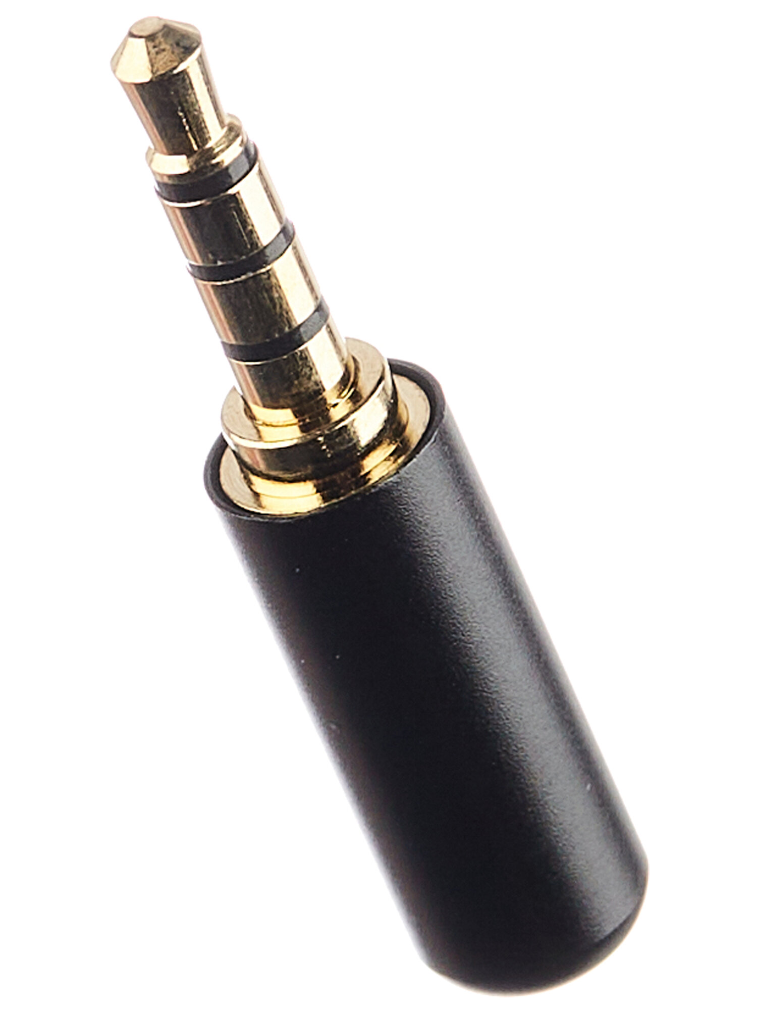Разъем аудио 3.5 мм "шт" 4C металл "позолоченный" на кабель в мини корпусе черный.