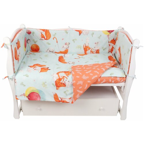 фото Комплект в кроватку 4 предмета (3+4 подушки-бортика) amarobaby пушистики (перкаль)