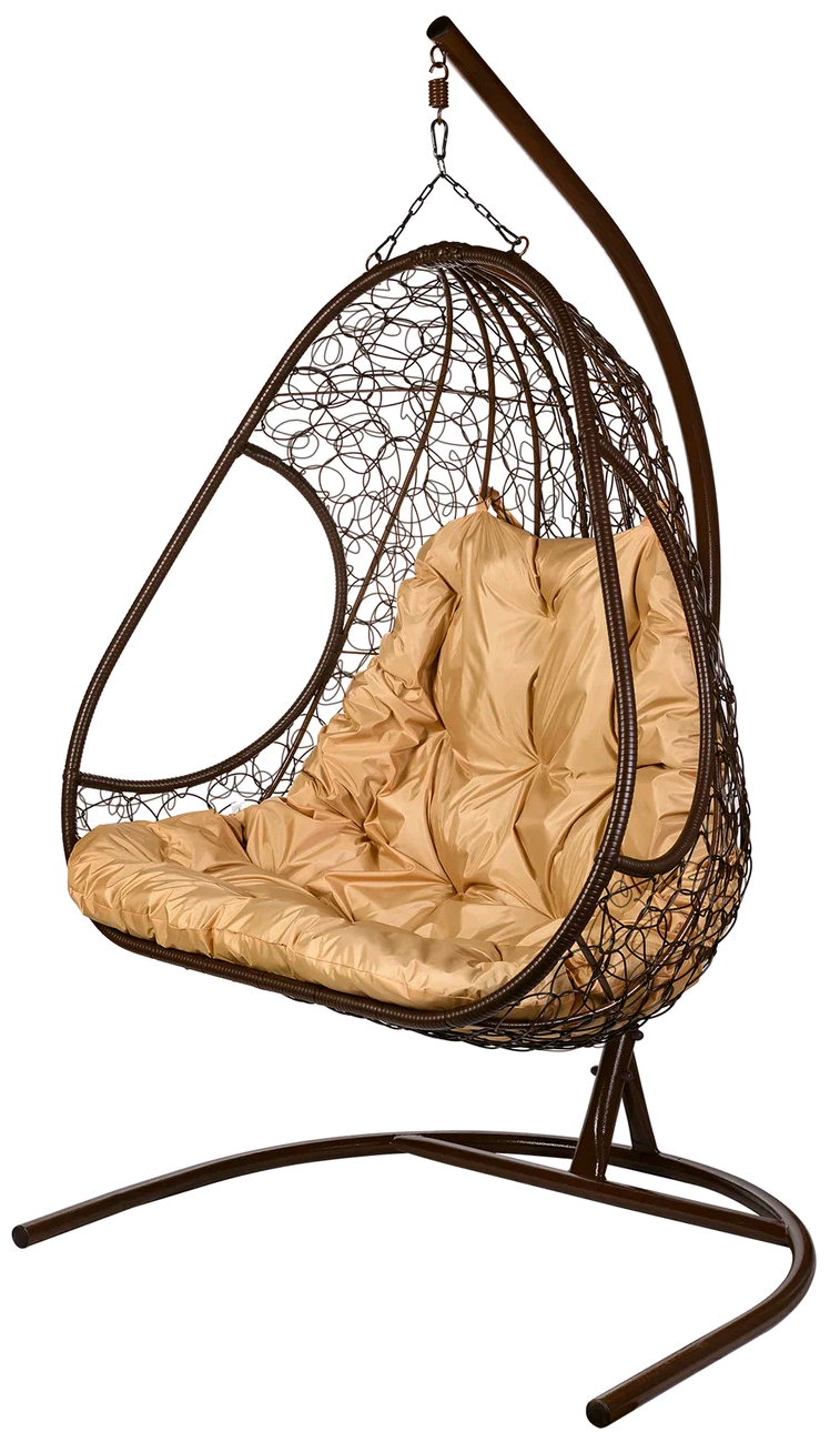 Двойное подвесное кресло "Primavera Brown", бежевая подушка