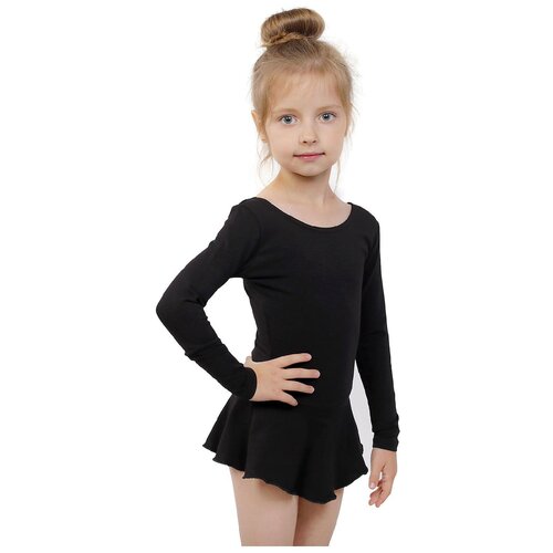 Grace Dance Купальник гимнастический х/б с юбкой, длинный рукав, размер 38, цвет чёрный