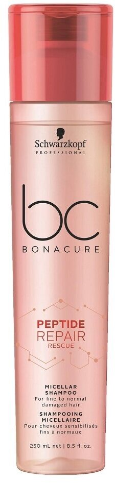 Schwarzkopf Professional Bonacure Peptide Repair Rescue Micellar Shampoo - Шварцкопф Шампунь мицеллярный восстанавливающий, 250 мл -