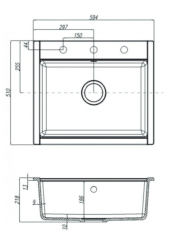 Мойка гранитная Акватон Делия 60 серая 1A715232LD230 - фотография № 10